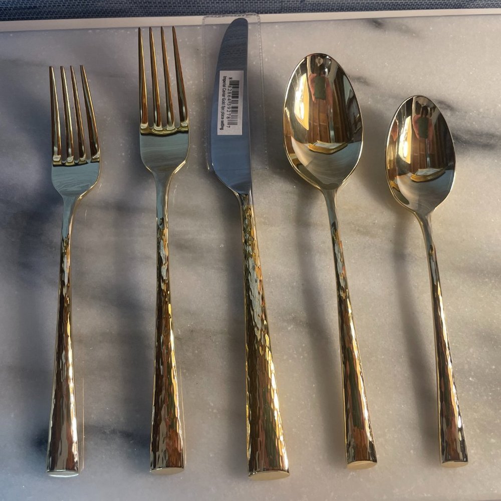 MARCHESA by LENOX - Imperial Caviar Gold Silverware - 5 Piece Place Settings